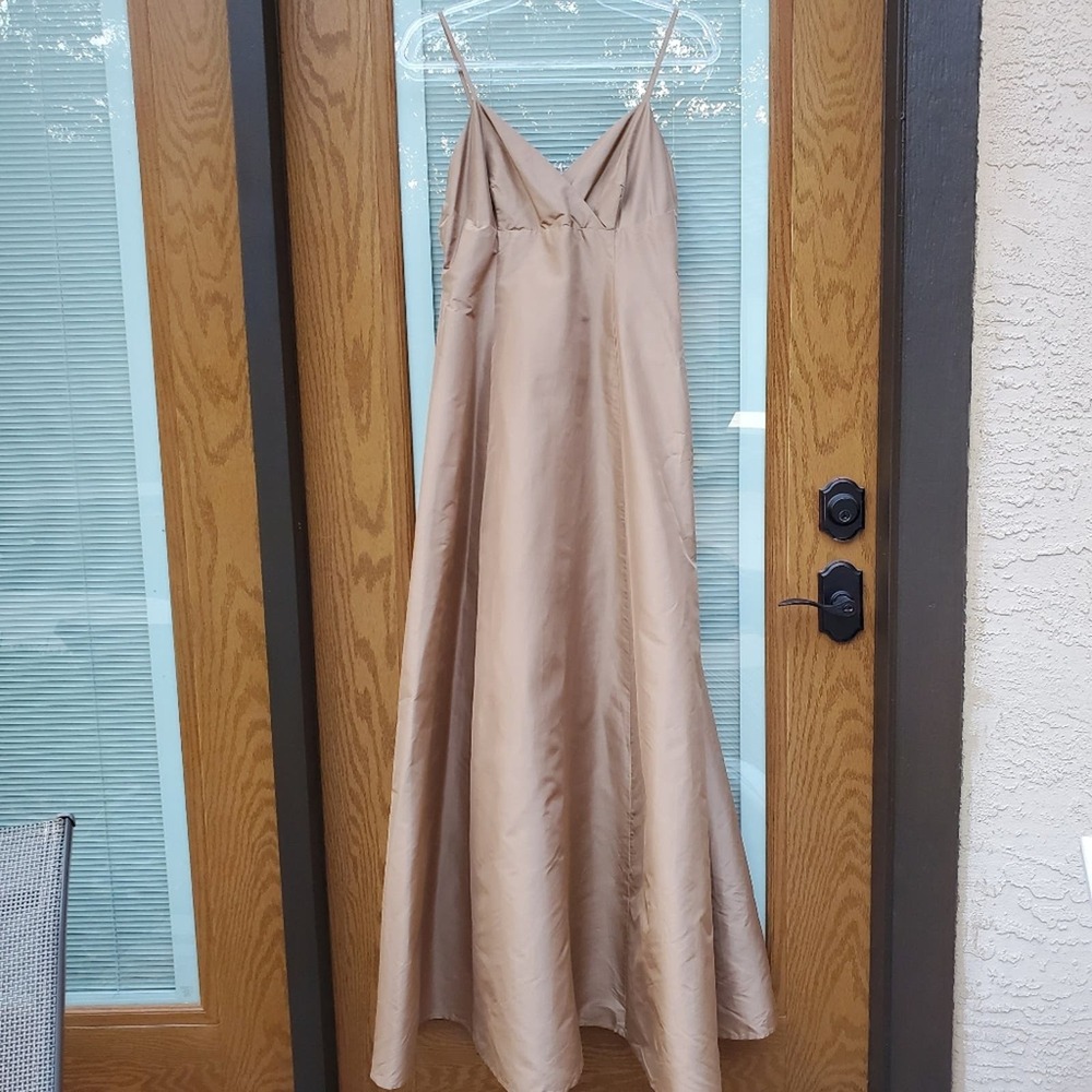 Elegant Tan Spaghetti Strap Dress